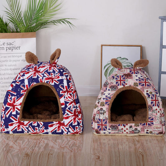 KFX-6525885 Cozy Rabbit Ears Cat Litter Pad Closed Yurt in Multiple Colors and Sizes