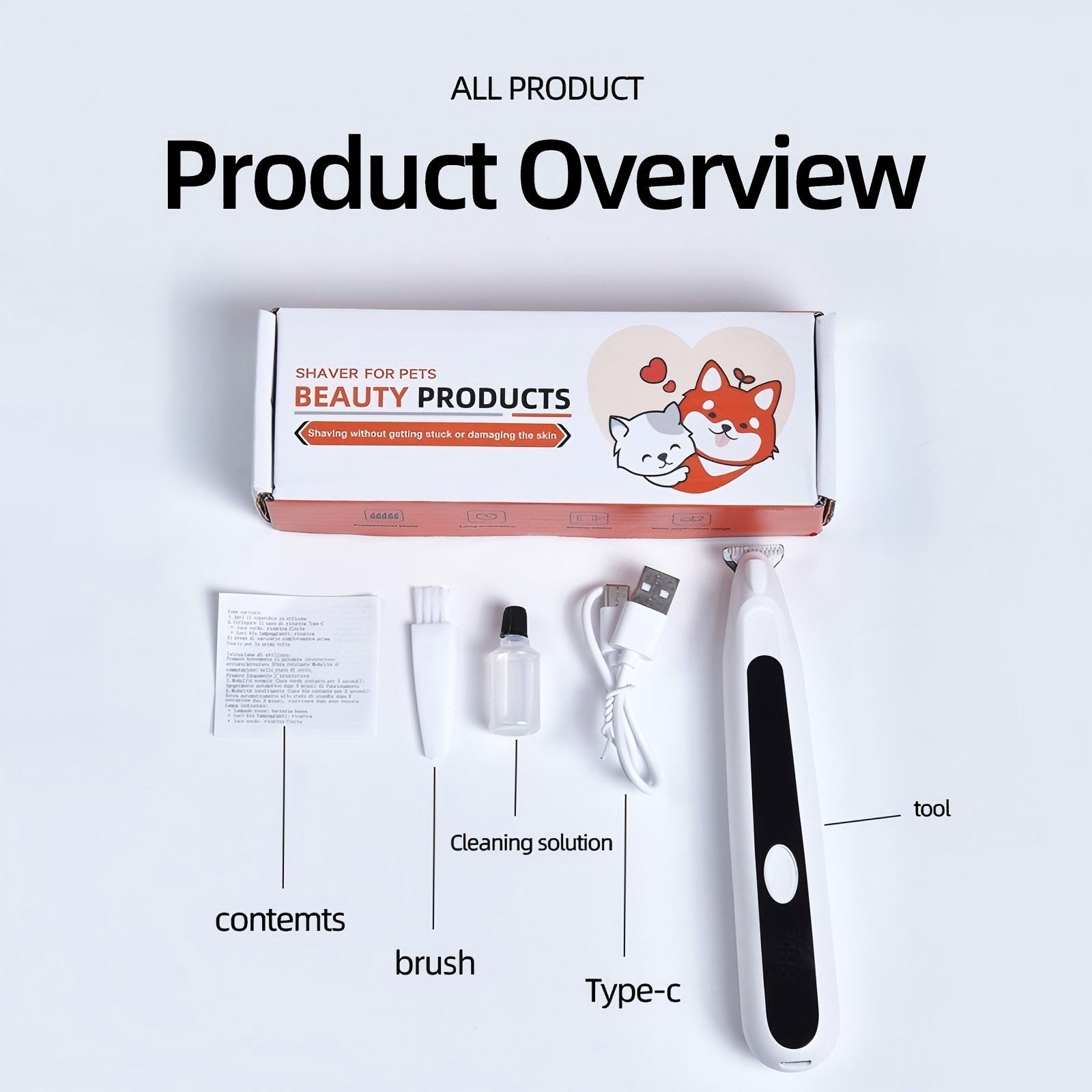 KFX-6527421 Pet Hair Clipper for Small Dogs and Cats – Foot Hair Trimmer with Accessories
