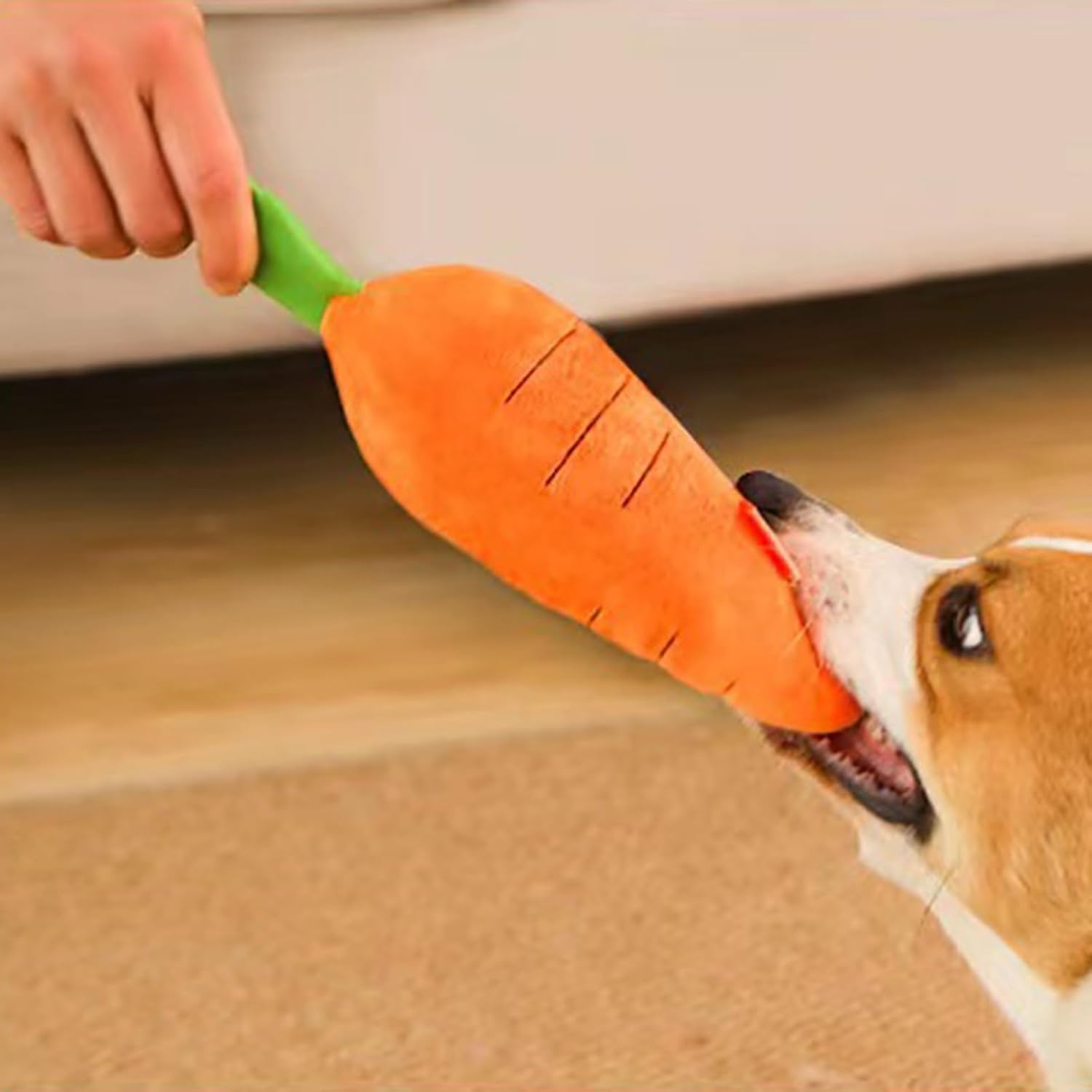 KFX-6529085 Soft Squeaky Carrot-Shaped Plush Toy for Dogs - Bite-Resistant & Comfortable