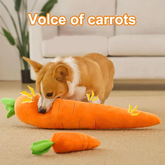 KFX-6529085 Soft Squeaky Carrot-Shaped Plush Toy for Dogs - Bite-Resistant & Comfortable
