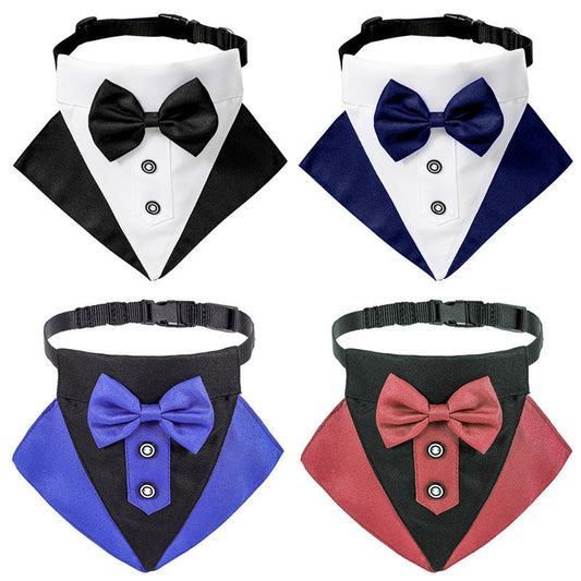 KFX-6529597 Stylish Pet Collar Triangle Scarf - Black/White, Blue/White, Red/Black, Blue/Black, Polyester