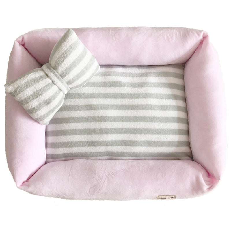 KFX-6531645 Removable Washable Velvet Pet Nest - Soft Flannel with Waterproof Non-Slip Bottom in Pink, Purple, or Blue