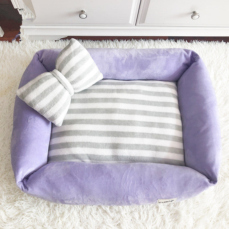 KFX-6531645 Removable Washable Velvet Pet Nest - Soft Flannel with Waterproof Non-Slip Bottom in Pink, Purple, or Blue