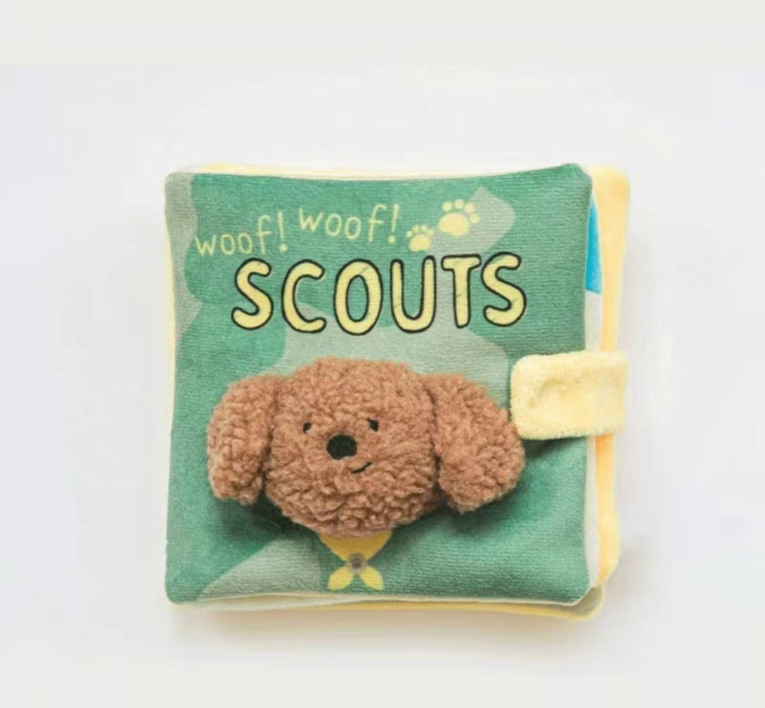 KFX-6532413 Plush Green Cloth Book Toy for Dogs with Sound and Smell Features