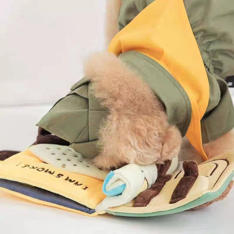 KFX-6532413 Plush Green Cloth Book Toy for Dogs with Sound and Smell Features