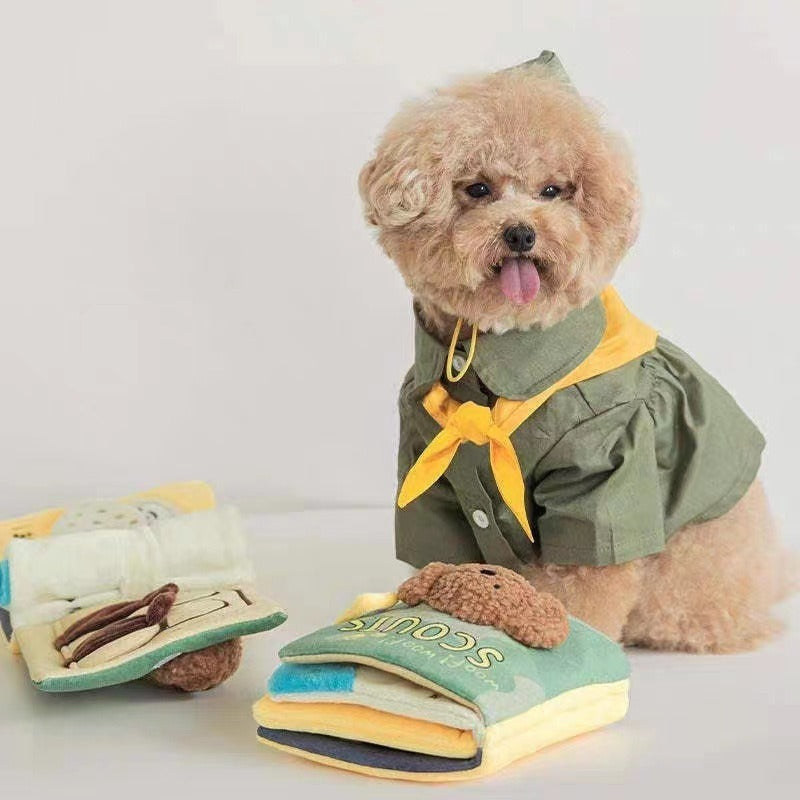 KFX-6532413 Plush Green Cloth Book Toy for Dogs with Sound and Smell Features