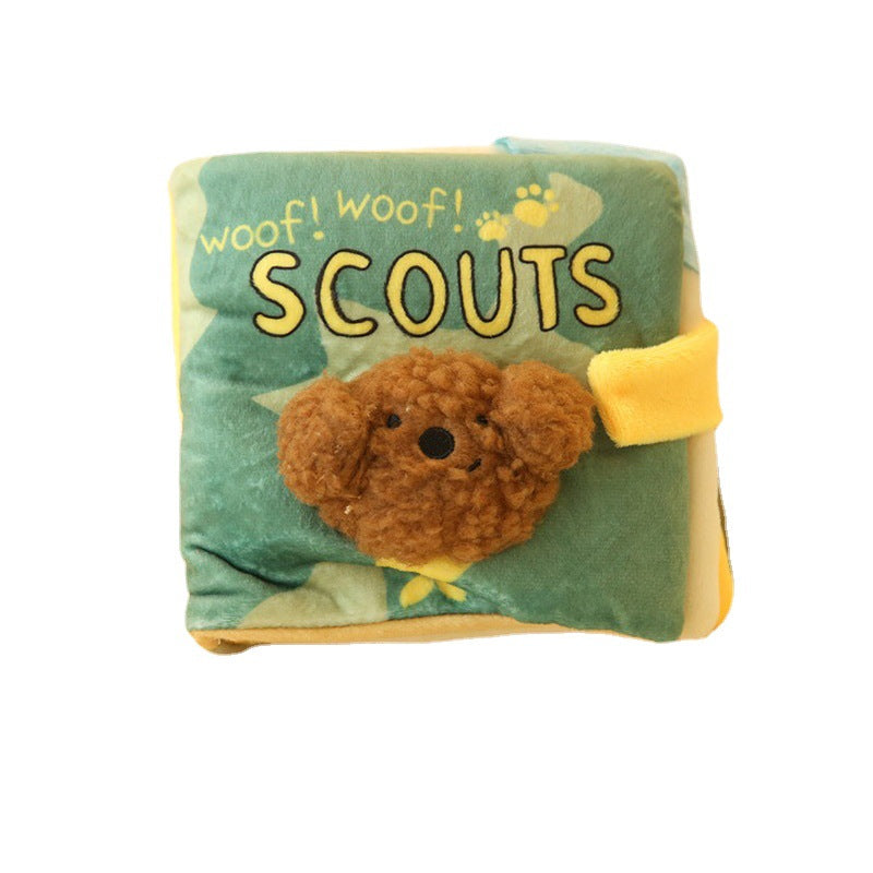 KFX-6532413 Plush Green Cloth Book Toy for Dogs with Sound and Smell Features