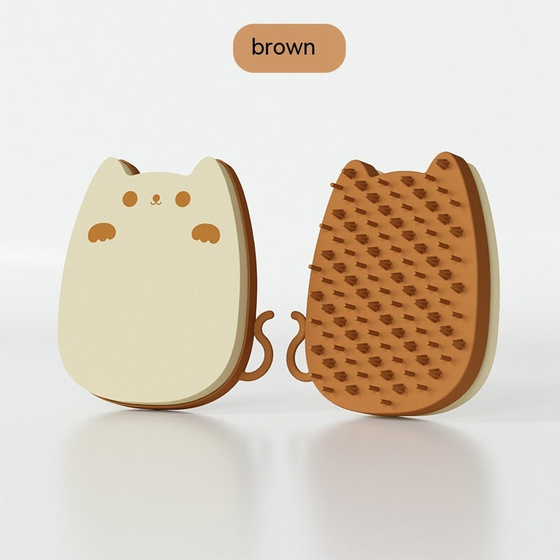 KFX-6533181 Silicone Pet Sponge Comb for Cats - Soft, Solid Color Cleaning Tool
