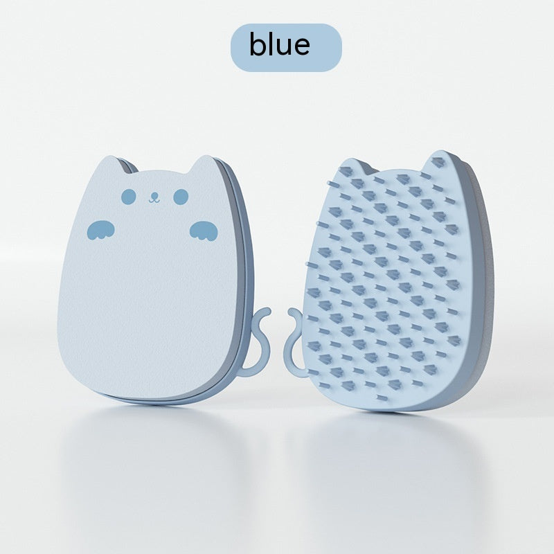 KFX-6533181 Silicone Pet Sponge Comb for Cats - Soft, Solid Color Cleaning Tool