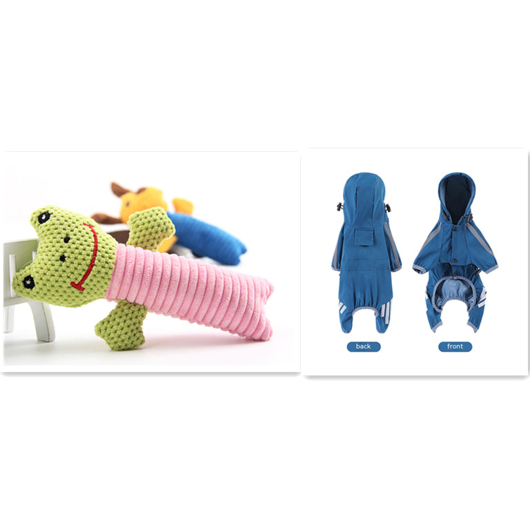 KFX-6537021 Plush Sound Toy Set – Yellow Puppy, Coffee Calf, Green Frog (Varied Sizes)