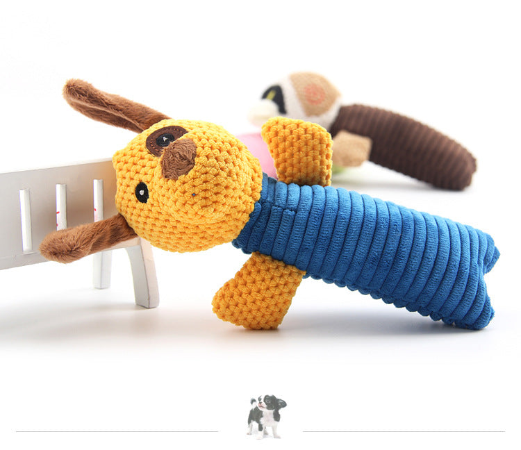 KFX-6537021 Plush Sound Toy Set – Yellow Puppy, Coffee Calf, Green Frog (Varied Sizes)