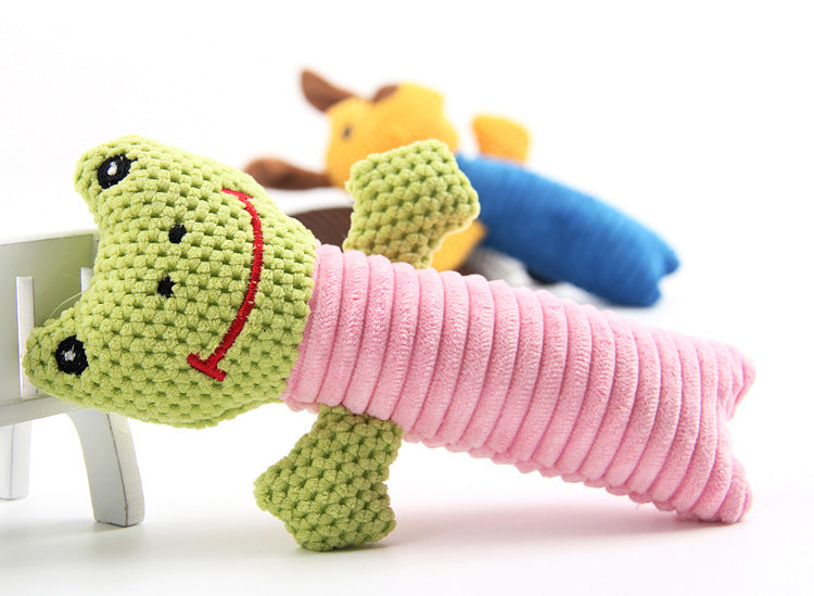 KFX-6537021 Plush Sound Toy Set – Yellow Puppy, Coffee Calf, Green Frog (Varied Sizes)