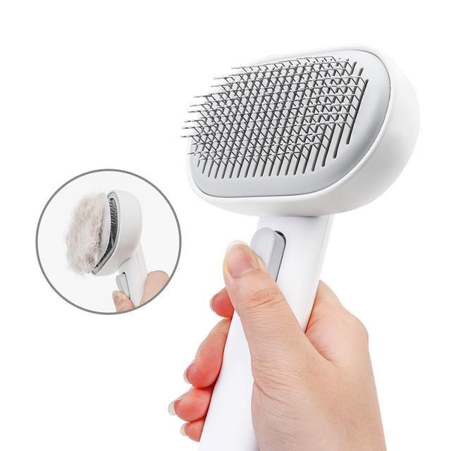 KFX-6538941 One-Button Cat Hair Comb Cleaner in White