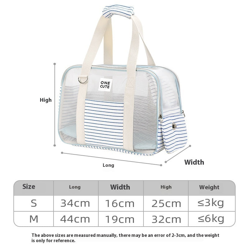 KFX-6539581 Breathable Blue and White Striped Pet Diaper Bag for Easy Travel