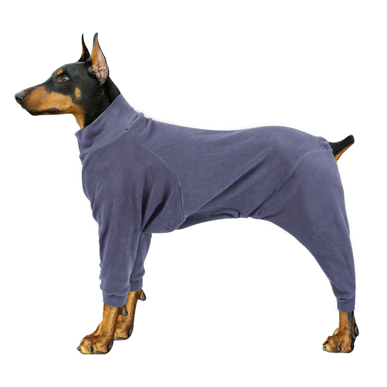 KFX-6541885 Warm Polar Fleece Dog Clothing with High Collar and Full Padding in Orange Red and Gray Blue