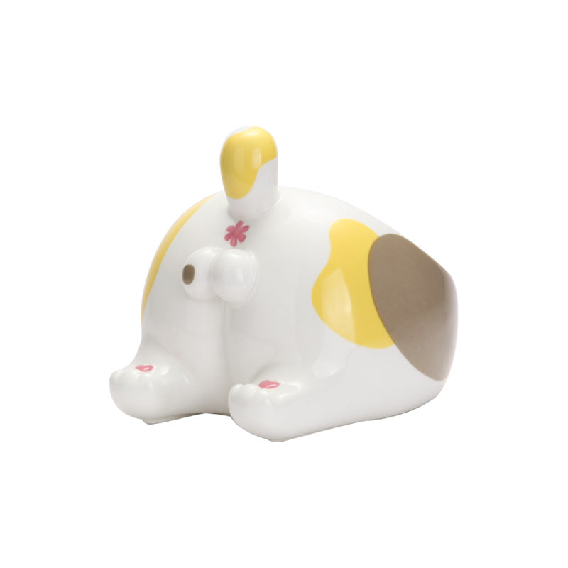 KFX-6543293 Inclined Ceramic Pet Bowl with Cute Cartoon Design - Large Capacity Feeder for Dogs and Cats