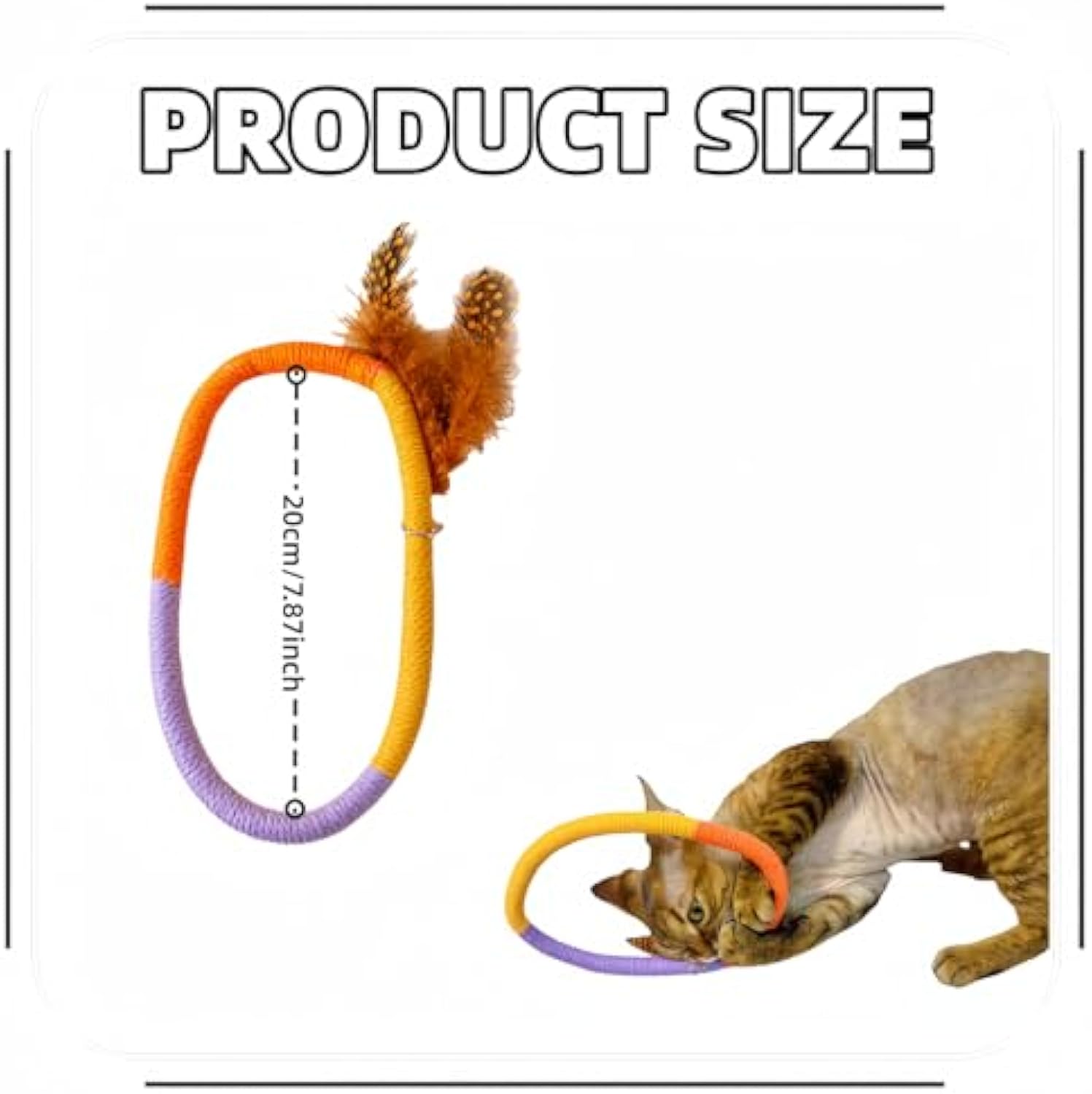 KFX-6546365 Cotton Rope Catnip Chew Toy with Feather for Interactive Fun and Dental Care