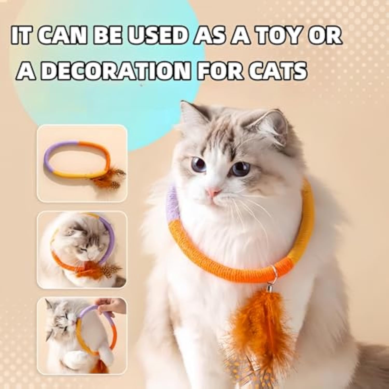 KFX-6546365 Cotton Rope Catnip Chew Toy with Feather for Interactive Fun and Dental Care