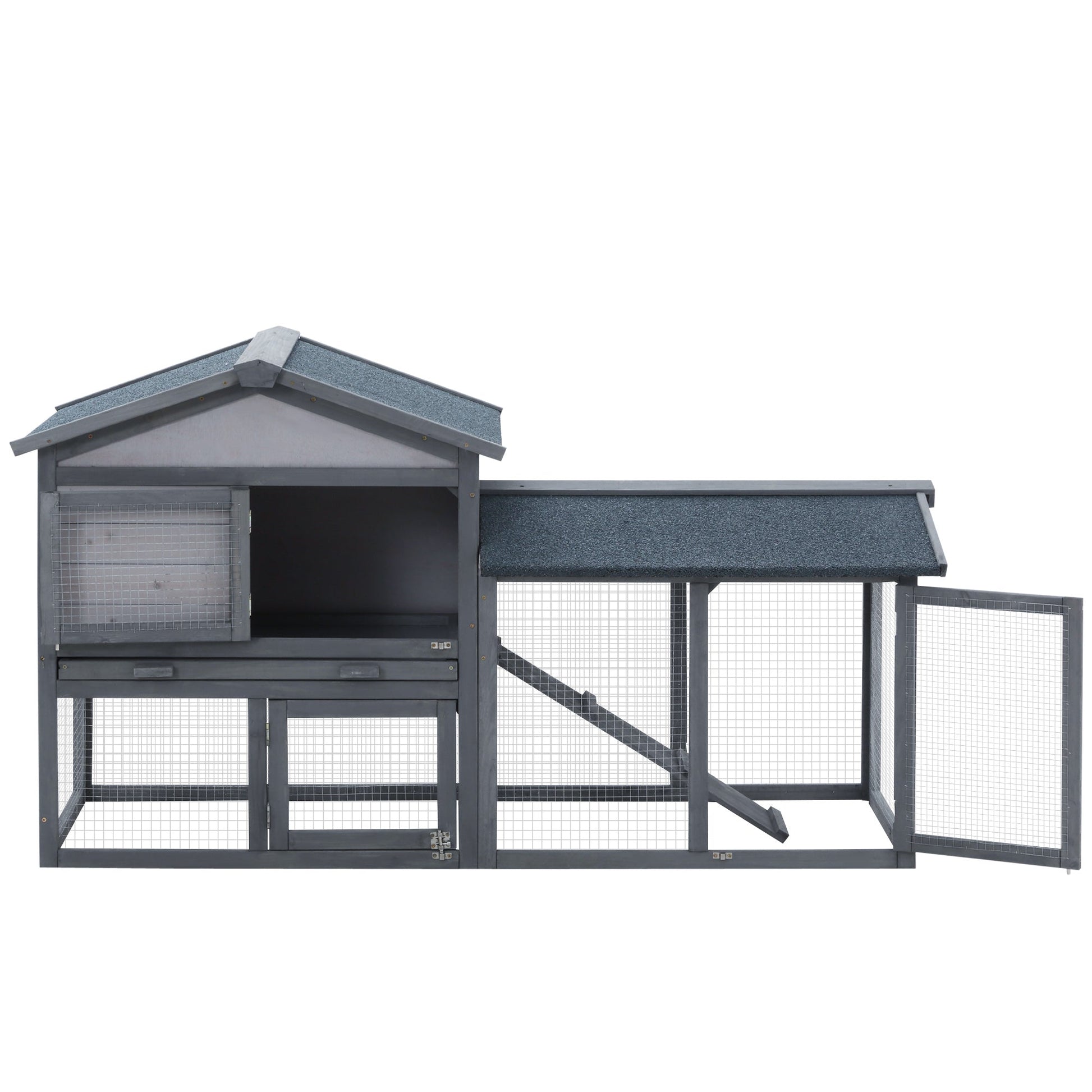 KFX-6546749 Large Wooden Rabbit Hutch for Outdoor and Indoor Use – Perfect for Small to Medium-Sized Rabbits