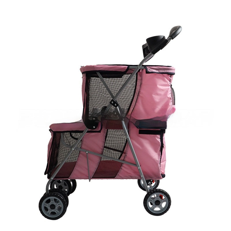 KFX-6547901 Compact Lightweight Folding Pet Stroller in Black and Pink