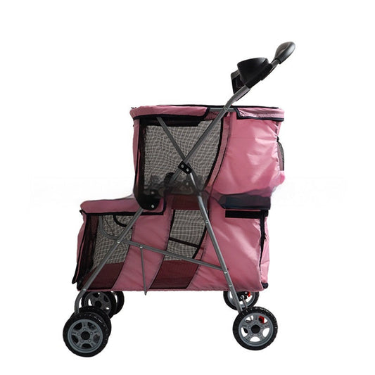 KFX-6547901 Compact Lightweight Folding Pet Stroller in Black and Pink