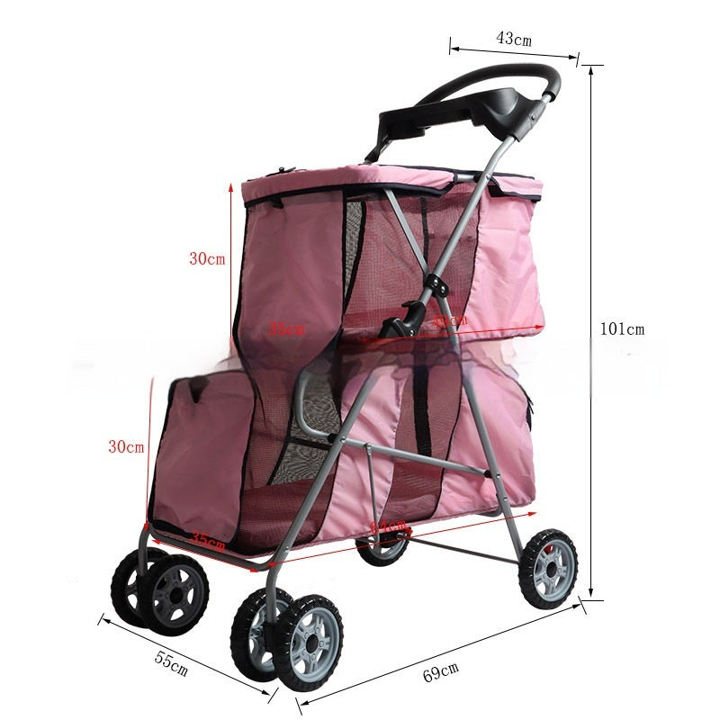 KFX-6547901 Compact Lightweight Folding Pet Stroller in Black and Pink