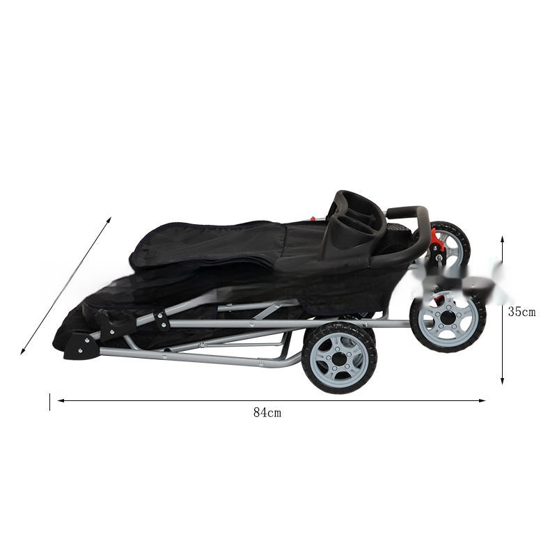 KFX-6547901 Compact Lightweight Folding Pet Stroller in Black and Pink
