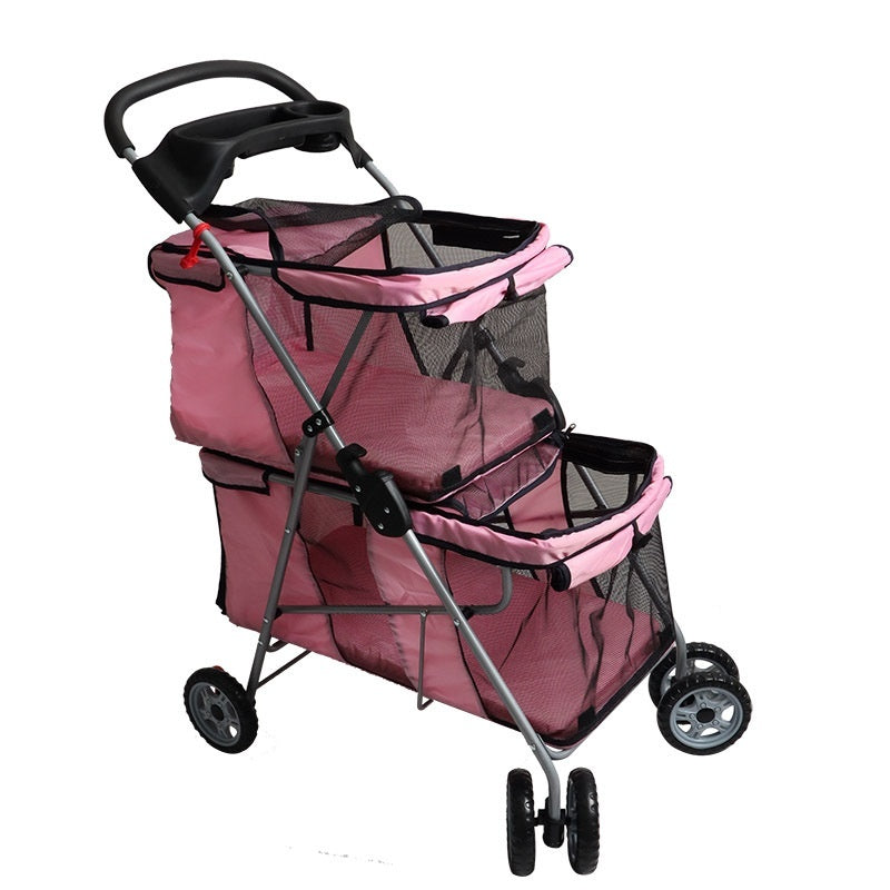 KFX-6547901 Compact Lightweight Folding Pet Stroller in Black and Pink
