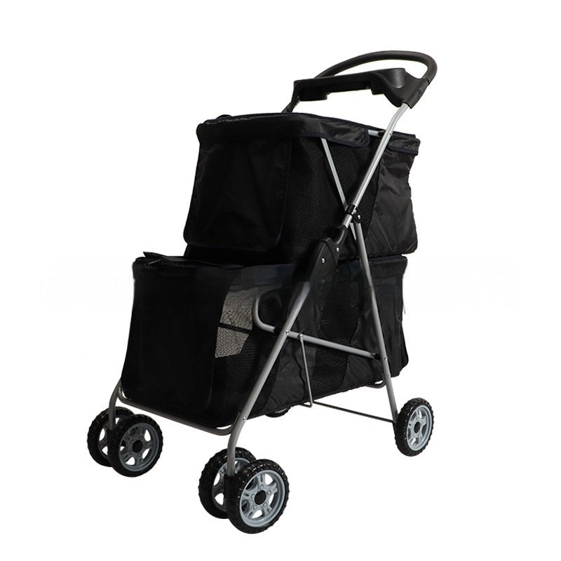 KFX-6547901 Compact Lightweight Folding Pet Stroller in Black and Pink