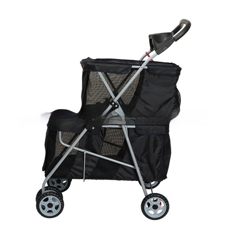 KFX-6547901 Compact Lightweight Folding Pet Stroller in Black and Pink