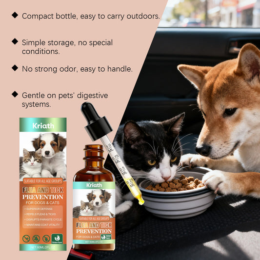 KFX-6548925 Flea and Tick Prevention Support Drops for Dogs and Cats - Natural Ingredients for Safe Protection