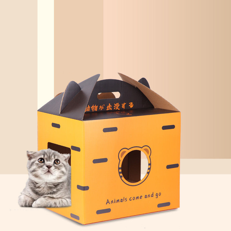 KFX-6549053 Foldable Japanese Milk Nest Cat Scratch Board - Corrugated Paper Chew Toy for Cats
