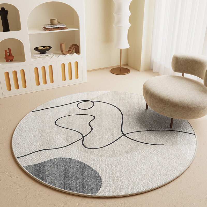 KFX-6550717 Geometric Pattern Round Crystal Velvet Carpet - Modern Skid Resistant & Machine Washable Floor Mat