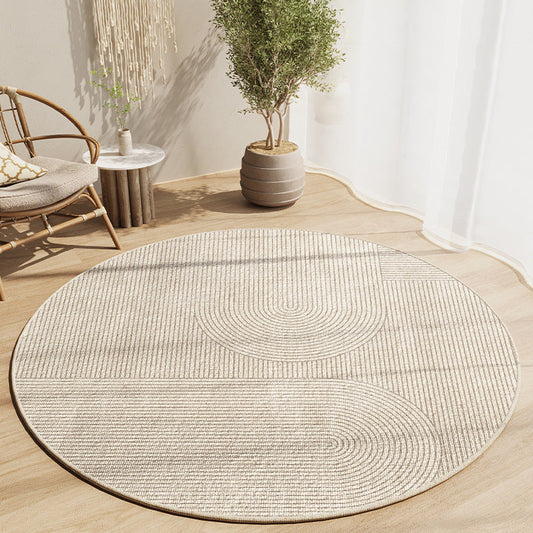 KFX-6550717 Geometric Pattern Round Crystal Velvet Carpet - Modern Skid Resistant & Machine Washable Floor Mat
