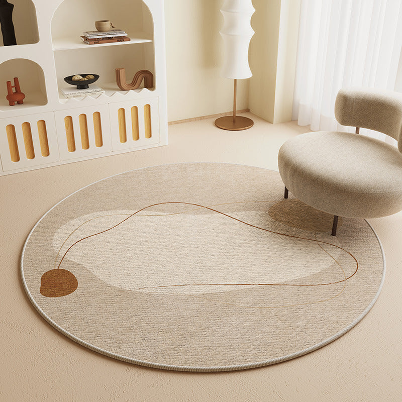 KFX-6550717 Geometric Pattern Round Crystal Velvet Carpet - Modern Skid Resistant & Machine Washable Floor Mat