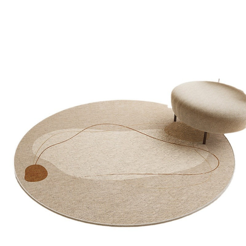 KFX-6550717 Geometric Pattern Round Crystal Velvet Carpet - Modern Skid Resistant & Machine Washable Floor Mat