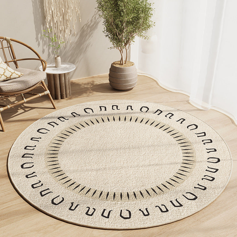 KFX-6550717 Geometric Pattern Round Crystal Velvet Carpet - Modern Skid Resistant & Machine Washable Floor Mat