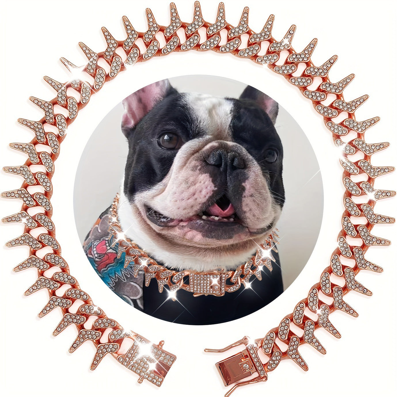 KFX-6551485 Plaid Diamond Pet Neckband Necklace in Gold, Silver, and Rose Gold - Multiple Sizes Available