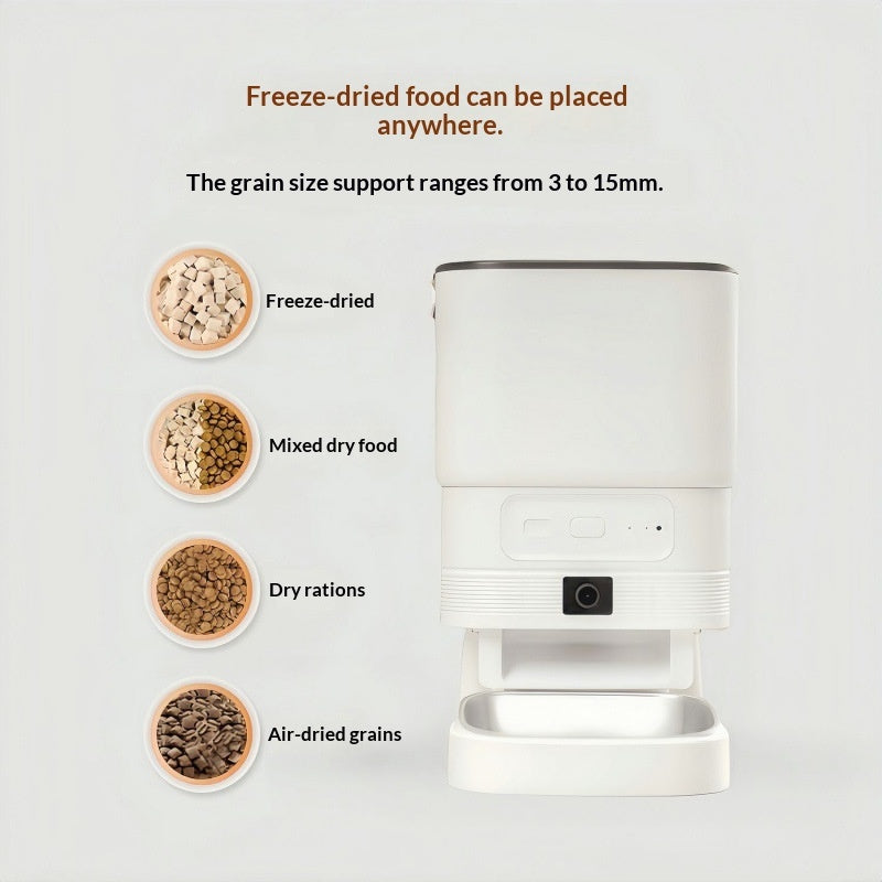 KFX-6552637 Smart Pet Feeder with Video and Night Vision, Stainless Steel Bowl, Ideal for Cats and Dogs