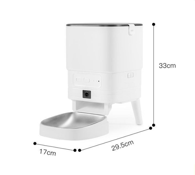 KFX-6552637 Smart Pet Feeder with Video and Night Vision, Stainless Steel Bowl, Ideal for Cats and Dogs