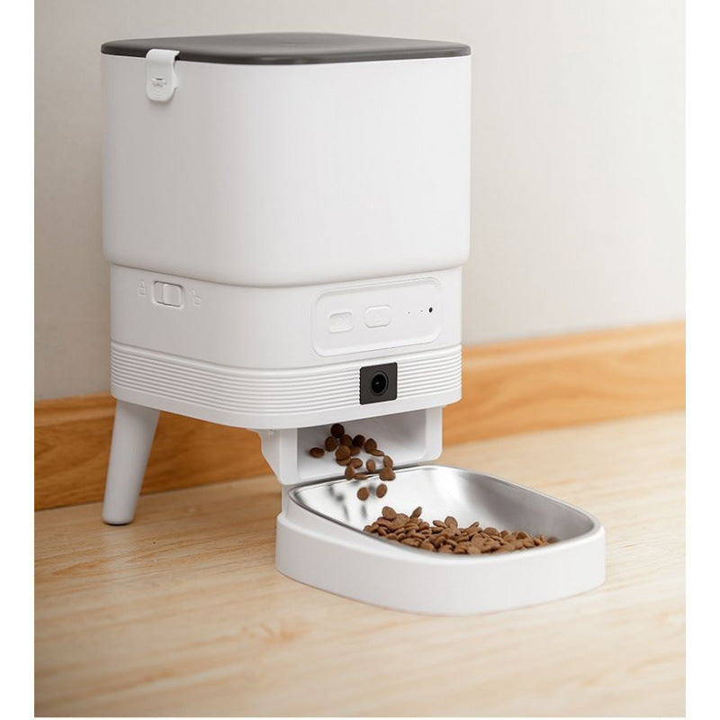 KFX-6552637 Smart Pet Feeder with Video and Night Vision, Stainless Steel Bowl, Ideal for Cats and Dogs