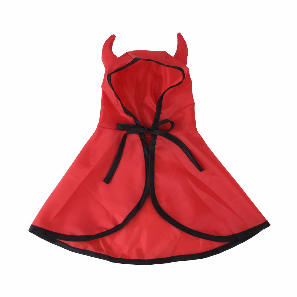 KFX-6553021 Pet Halloween Cloak with Horns for Dogs and Cats – Polyester, Red/Black/Orange, Multiple Sizes Available