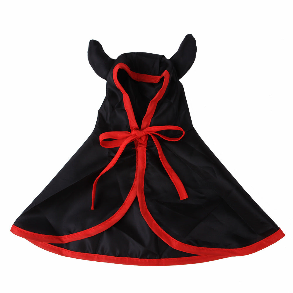 KFX-6553021 Pet Halloween Cloak with Horns for Dogs and Cats – Polyester, Red/Black/Orange, Multiple Sizes Available