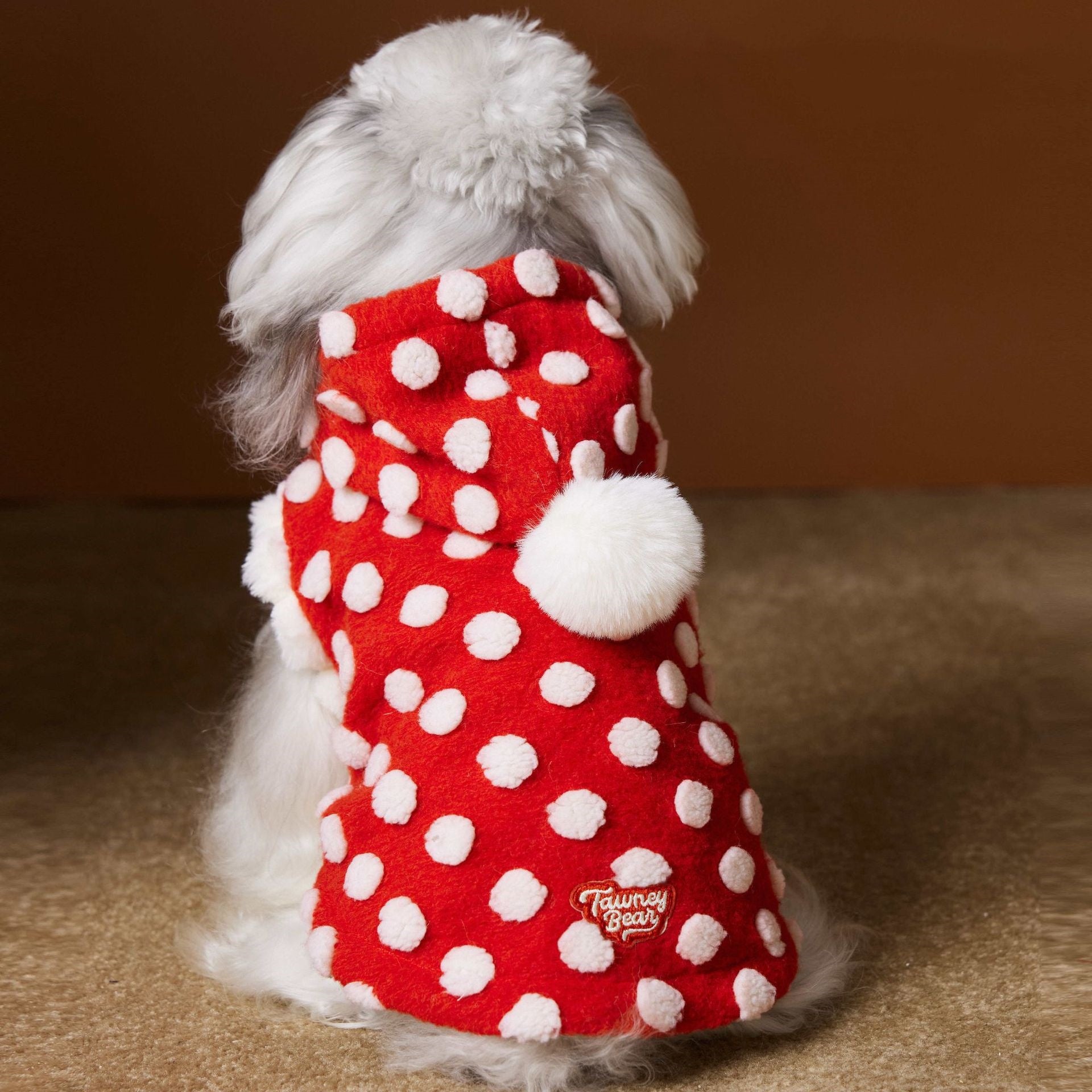 KFX-6554429 Red Polka Dot Sleeveless Hooded Vest Coat for Pets