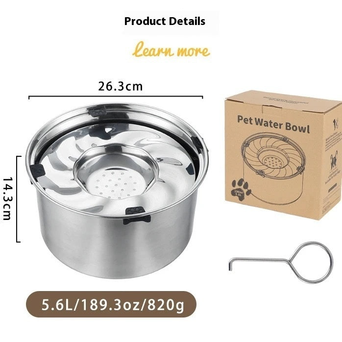 KFX-6554685 Large Capacity Stainless Steel Pet Water Bowl for Dogs and Cats - 1L, 3L, 5.6L Options Available