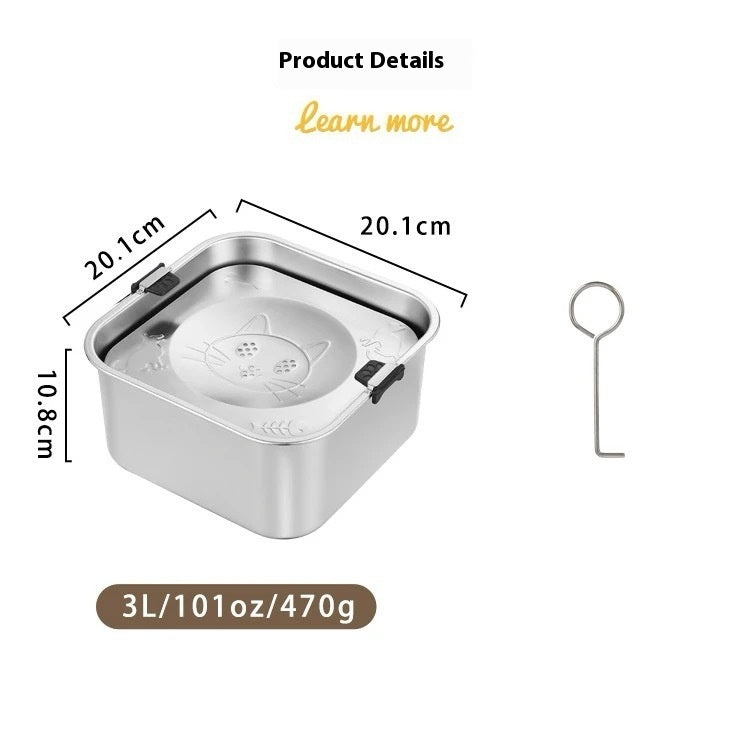 KFX-6554685 Large Capacity Stainless Steel Pet Water Bowl for Dogs and Cats - 1L, 3L, 5.6L Options Available