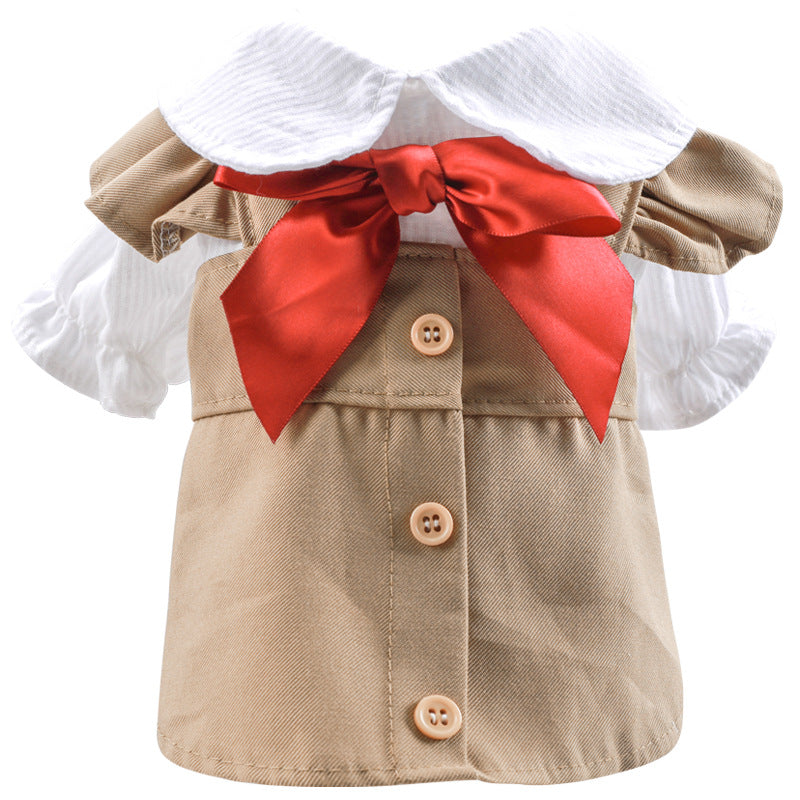 KFX-6556221 Khaki Trench Coat for Pets – Stylish Couple Clothing Set in Polyester