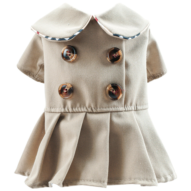 KFX-6556221 Khaki Trench Coat for Pets – Stylish Couple Clothing Set in Polyester