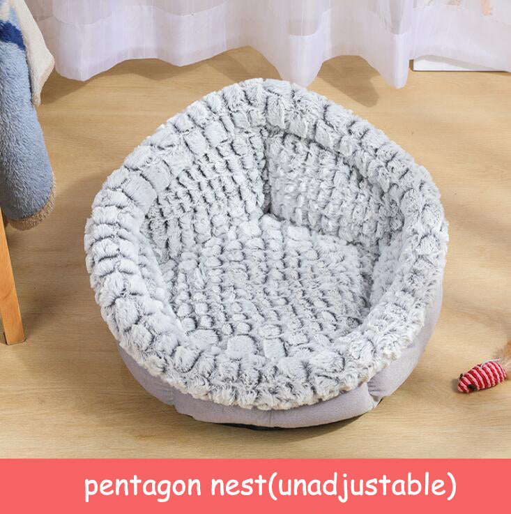 KFX-6558653 Soft Non-Slip Plush Round Pet Bed for Cats and Dogs, Cozy Nest Cushion