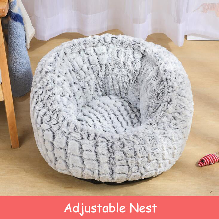 KFX-6558653 Soft Non-Slip Plush Round Pet Bed for Cats and Dogs, Cozy Nest Cushion